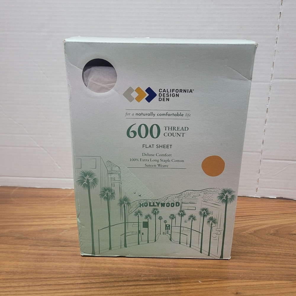 California Design Den Queen Size Flat Sheet Only 600 Thread Count, Ivory